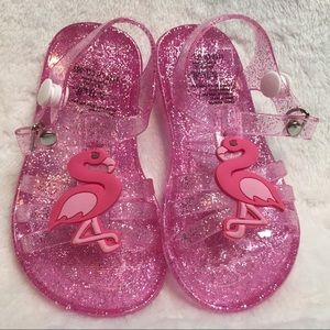 Little Summer Jelly Shoes With A Flamingo Sz 5/6